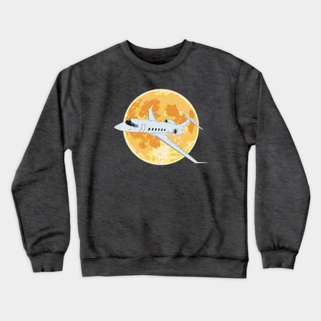 Bombardier Challenger 350 Jet Orange Full Moon Crewneck Sweatshirt by Kassi Skye